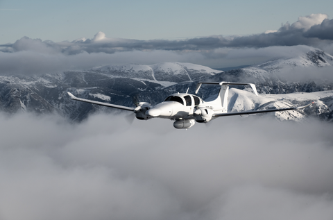 Das Forschungsflugzeug im Flug.