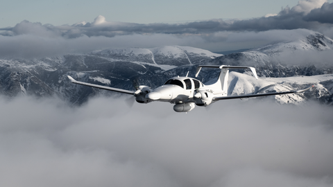Das Forschungsflugzeug im Flug.