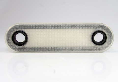 Im 3D-Druckverfahren hergestellt: eine Zugschlaufe mit Endlosfaserverstärkung aus Glasfaser-Polypropylen.