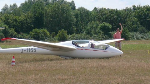 Abflugbereites Segelflugzeug