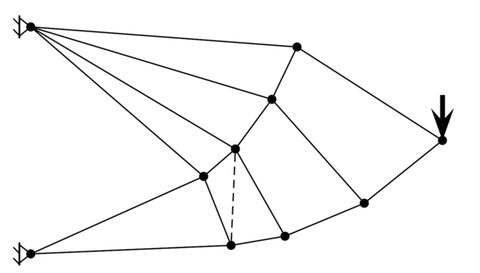 Strukturdarstellung eines Beispielergebnisses der Optimierung eines Michell-Balkens