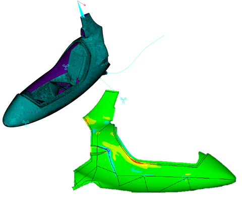 Finite Elemente Modell des Schalenrumpfs eines Gyrokopters