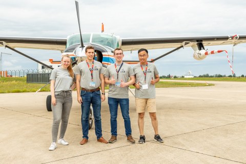 Students of the TU Dresden participating in the DLR Summer School 2023 (left to right: Lea Ringmann, Tim Köhler, Martin Starke, Haonan Zhang)