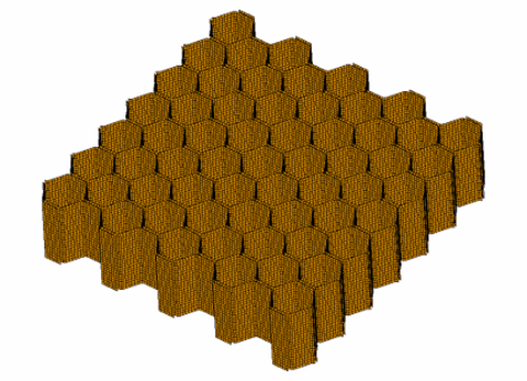 FE-Modell eines Honigwabenkerns, erstellt mittels SandMesh³