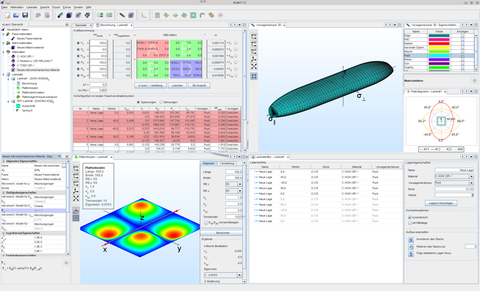Screenshot des Laminatberechnungsprogramms eLamX
