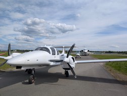 The TU Dresden research aircraft on arrival at AERO 2026