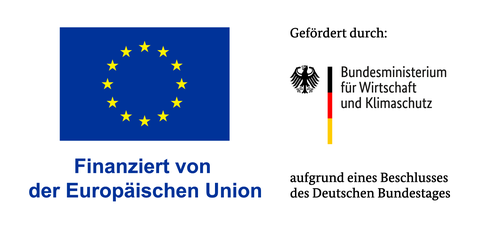 The project is funded by the BMWK and the EU. The logos of the two organizations can be seen.