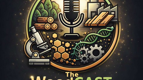 Das ist das Logo des WoodCast Podcasts von Max Pramreiter