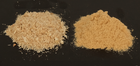 Das Bild zeigt Staub bzw. Späne von Spanplatte und MDF die aus einem Fräsprozess stammen.