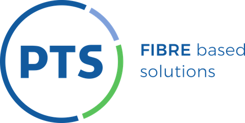 DAs Bild zeigt das Logo der PTS - die drei Buchstaben P, T und S in einem blau-grünen Kreis mit dem Claim "Giber based solutions"