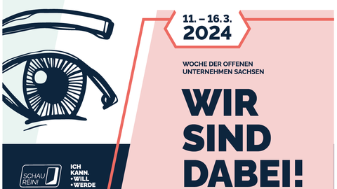 Plakat. Wir sind dabei! www.schau-rein-sachsen.de 11.-16.3.2024