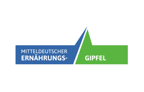 Logo in Form einer grün und blauen Sprechblase: Mitteldeutscher Ernährungsgipfel 2022