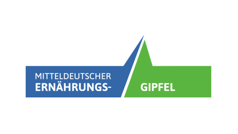 Logo in Form einer grün und blauen Sprechblase: Mitteldeutscher Ernährungsgipfel 2022