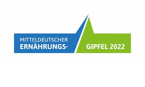 Logo in Form einer grün und blauen Sprechblase: Mitteldeutscher Ernährungsgipfel 2022