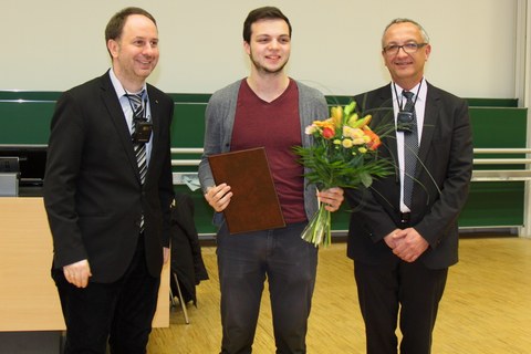 Verleihung Teekannepreis 2016, Prof Wallmersperger, Preisträger Gustav Tschirschnitz und Prof. Majschak