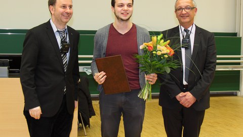 Verleihung Teekannepreis 2016, Prof Wallmersperger, Preisträger Gustav Tschirschnitz und Prof. Majschak