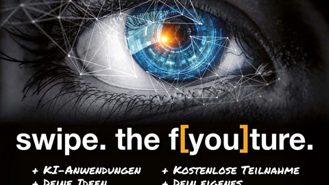 Bild eines Auges mit blauer Iris. Packaging Valley makeathon. 29.-30. Oktober