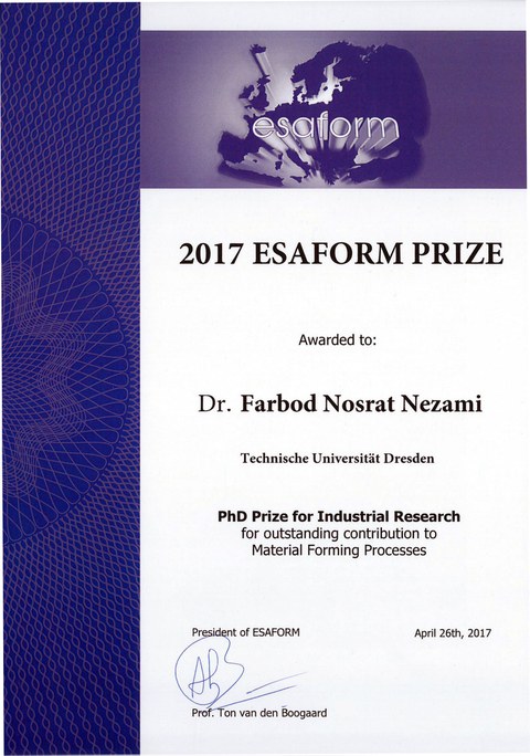 ESAFORM Preis 2017