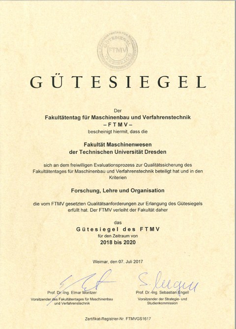 Gütesiegel der FTMV