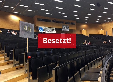 Das Foto zeigt den den besetzten Audimax der TU Dresden am 26. November 2019.