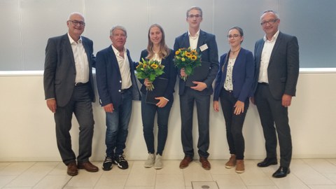 Das Foto zeigt von links nach rechts Richard Clemens, Dr. Ralf-Otto Hänsel, Thurid Dietzel, Dipl.-Ing. Ludwig Schmidtchen, Ronja Bittner, Prof. Dr.-Ing. Jens-Peter Majschak.