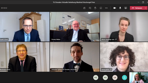 Auf dem Bild ist die virtuelle Zeremonie des Manfred-Hirschvogelpreises zu sehen