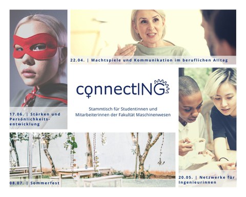 Auf dem Bild ist ein Werbebaner des ConnectING-Stammtisches zu sehen