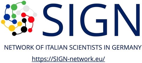 Auf dem Bild ist das Logo des Netzwerks italienischer Forschende in Deutschlang SIGN zu sehen