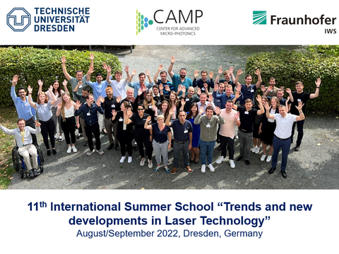 Auf dem Bild sind die Teilnehmerinnen und Teilnehmer der Sommerschule "Trends and new developments in Laser Technology" der TU Dresden zu sehen