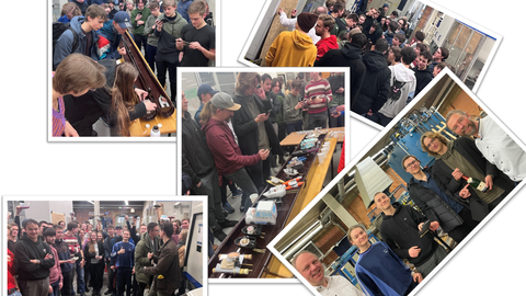 Auf dem Bild sind Teilnehmende des Knatterbootrennens der TUD zu sehen