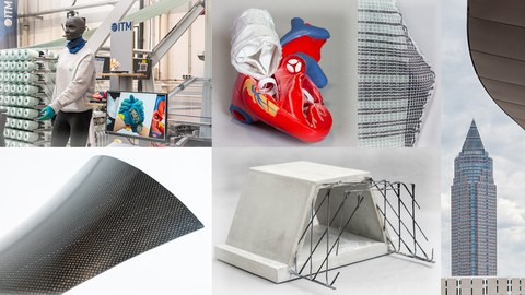 Das Institut auf der Fachmesse Techtextil mit ausgewählten Forschungsergebnissen.