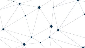 Grafik:  es ist ein Ausschnitt eines ungeordneten Netzwerkes dargestellt. Die Knoten sind unterschiedlich groß dargestellt und Verbindungen zu den benachbarten Knoten sind eingezeichnet. 