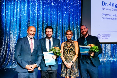Prof. Hurtado und Dr. Martius vom Boysen-TU-Dresden-Graduiertenkolleg mit Preisträgern Dr. Stefan Heidinger und Dr. Milad Eftekhari