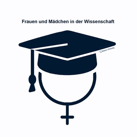 Pictogramm mit Doktorhut und weiblichen Pictorgramm