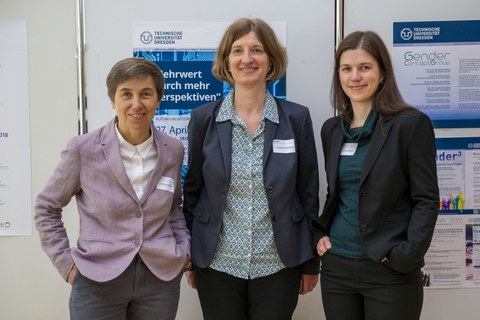   Auf dem Foto sieht man von links nach rechts die drei Gastprofessorinnen Dr. Waltraud Ernst, Dr. Martina Erlemann und Dr. Geeske Scholz.