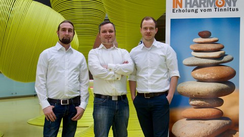 Foto vom Gründerteam von »IN HARMONY«: Abgebildete Personen von links nach rechts: Matthias Lippmann, Martin Spindler und Steven Mack. 
