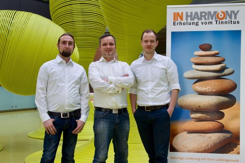 Foto vom Gründerteam von »IN HARMONY«: Abgebildete Personen von links nach rechts: Matthias Lippmann, Martin Spindler und Steven Mack. 