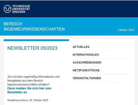 Screenshot vom Newsletter