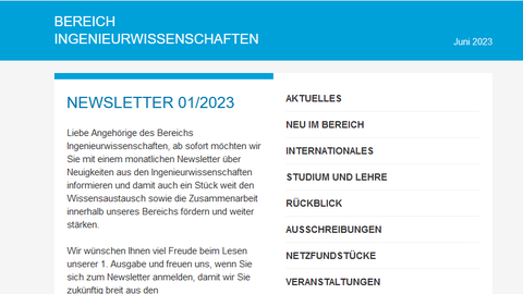 Ansicht Newsletter des Bereiches ING