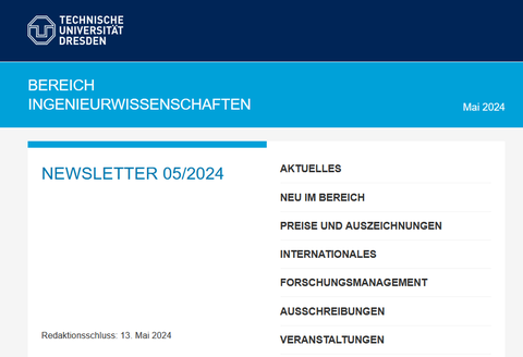 Screenshot des Headers vom Newsletter des Bereiches Ingenieurwissenschaften