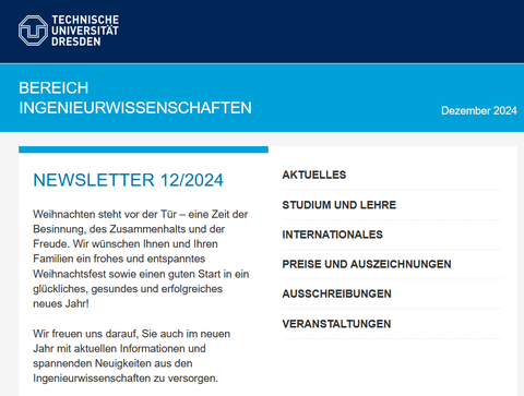 Screenshot des oberen Bereiches vom Newsletter