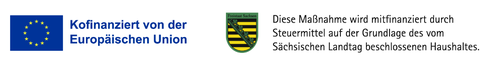 Logo der EU-Förderung und Sächsisches Ministerium
