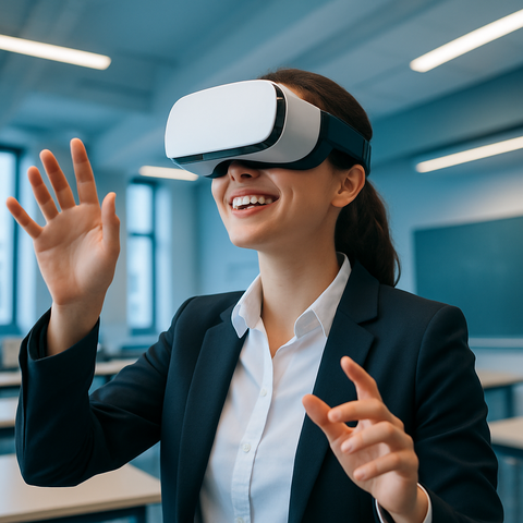 Frau mit VR-Brille