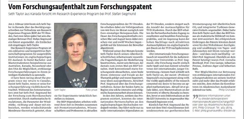 Artikel von Seth Taylor aus dem Universitätsjournal 