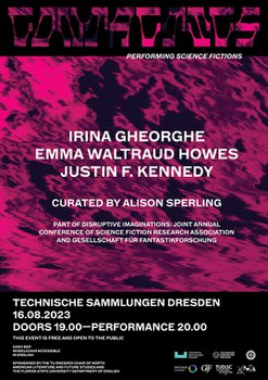 Poster der Veranstaltung "Contactics: Science Fiction in Performance"