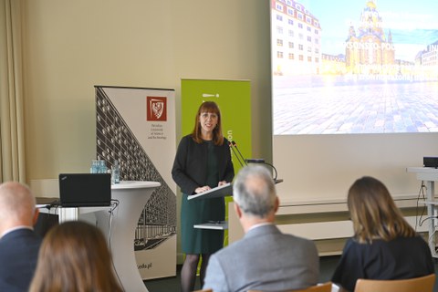 woman giving a lecture