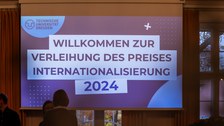 Powerpoint slide with text "welcome to award ceremony of the internationalization award 2024"