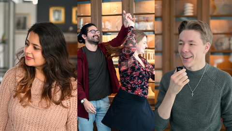 Titelbild des Newsbeitrags, mit den 4 interviewten Gewinner:innen des Preises Internationalisierung