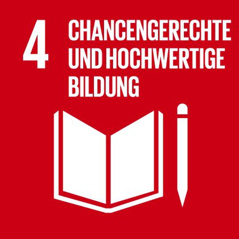 Zu sehen ist das Symbol des SGD 4 - Chancengerechte und hochwertige Bildung