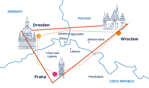   Grenzregion zwischen Sachsen, Niederschlesien und der tschechischen Regionen um Usti, Liberec und Prag.